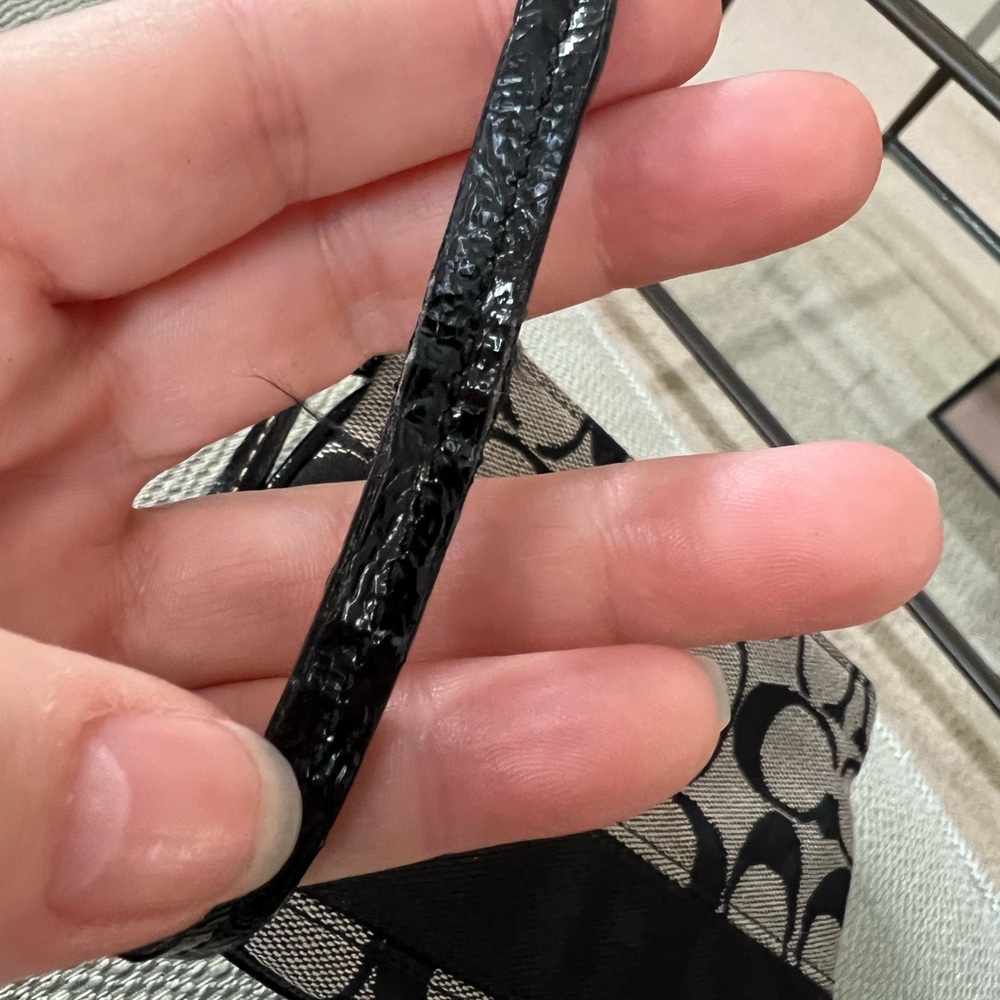 Coach Signature Stripe Wristlet in Black and Gray - Picture 4 of 12
